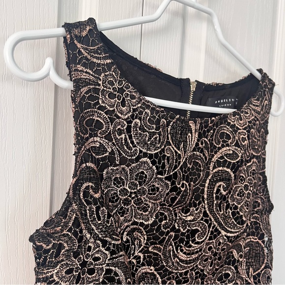 Angeleye London black dress with rose gold overlay& exposed back zipper Size S - Picture 14 of 17